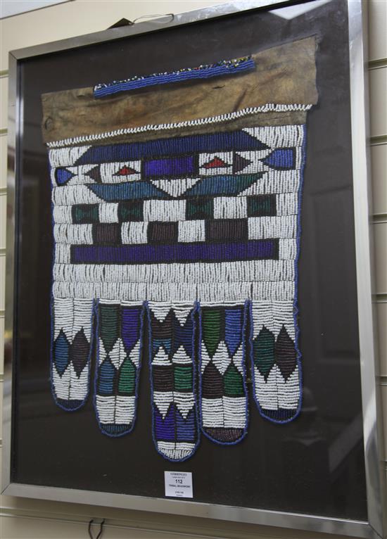 A South African ndebele beadwork jocolo or brides apron & a food hook